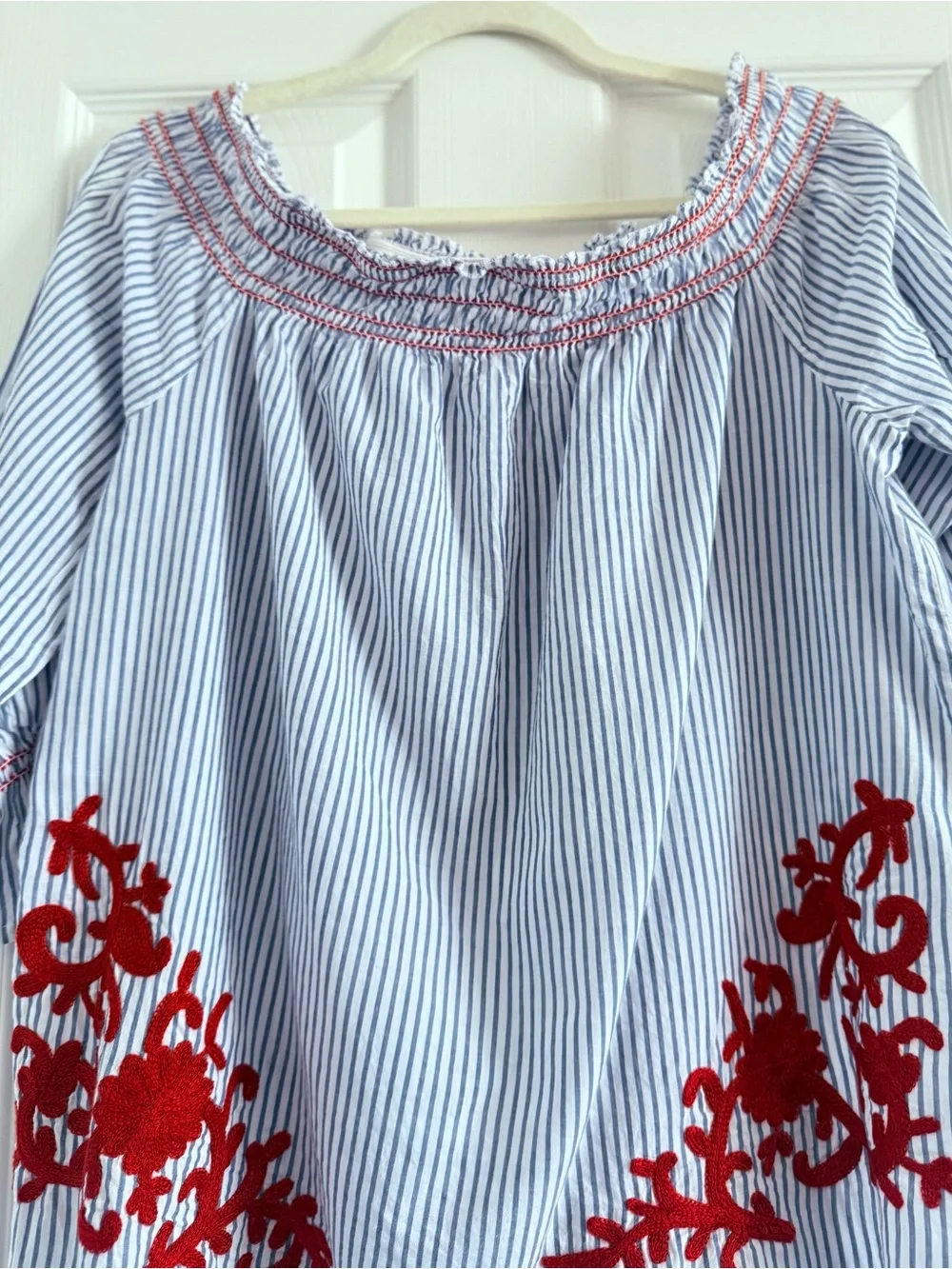 🌻 Westport Striped Top with Red Embroidery Medium - Picture 4 of 8